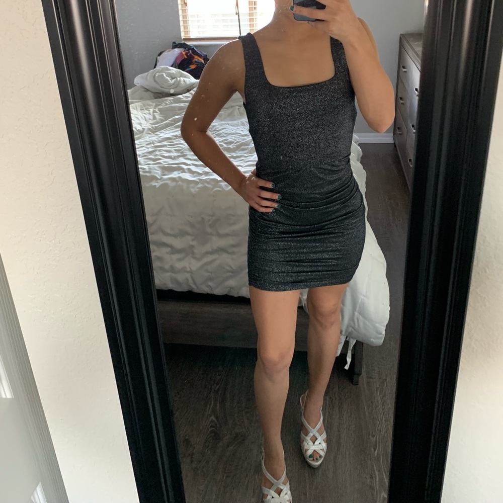 Black sparkly low back dress